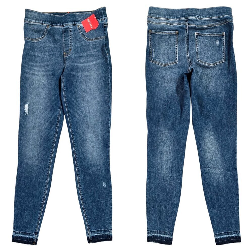 Spanx NWT Pull On Distressed Skinny Jeans Raw Released Hem 20203R Small